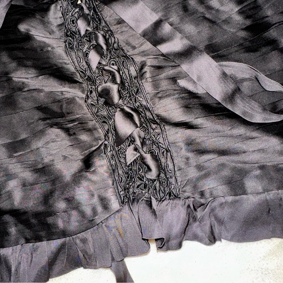 Free people Aurelia silky corset top - black lace up ribbon, floral embroidery - Picture 8 of 9